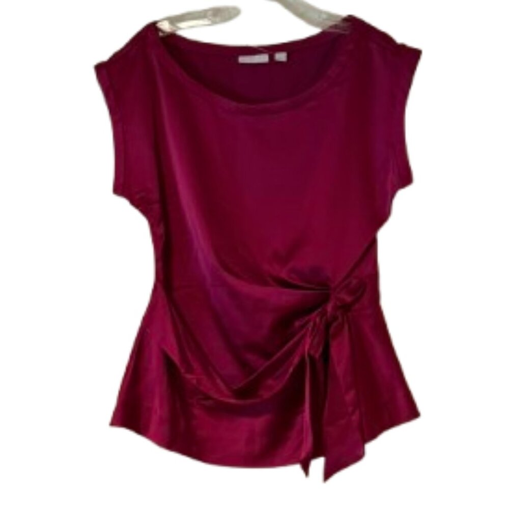 New York & Company Stretch Dress Blouse w/Tie - Fushia - Medium
